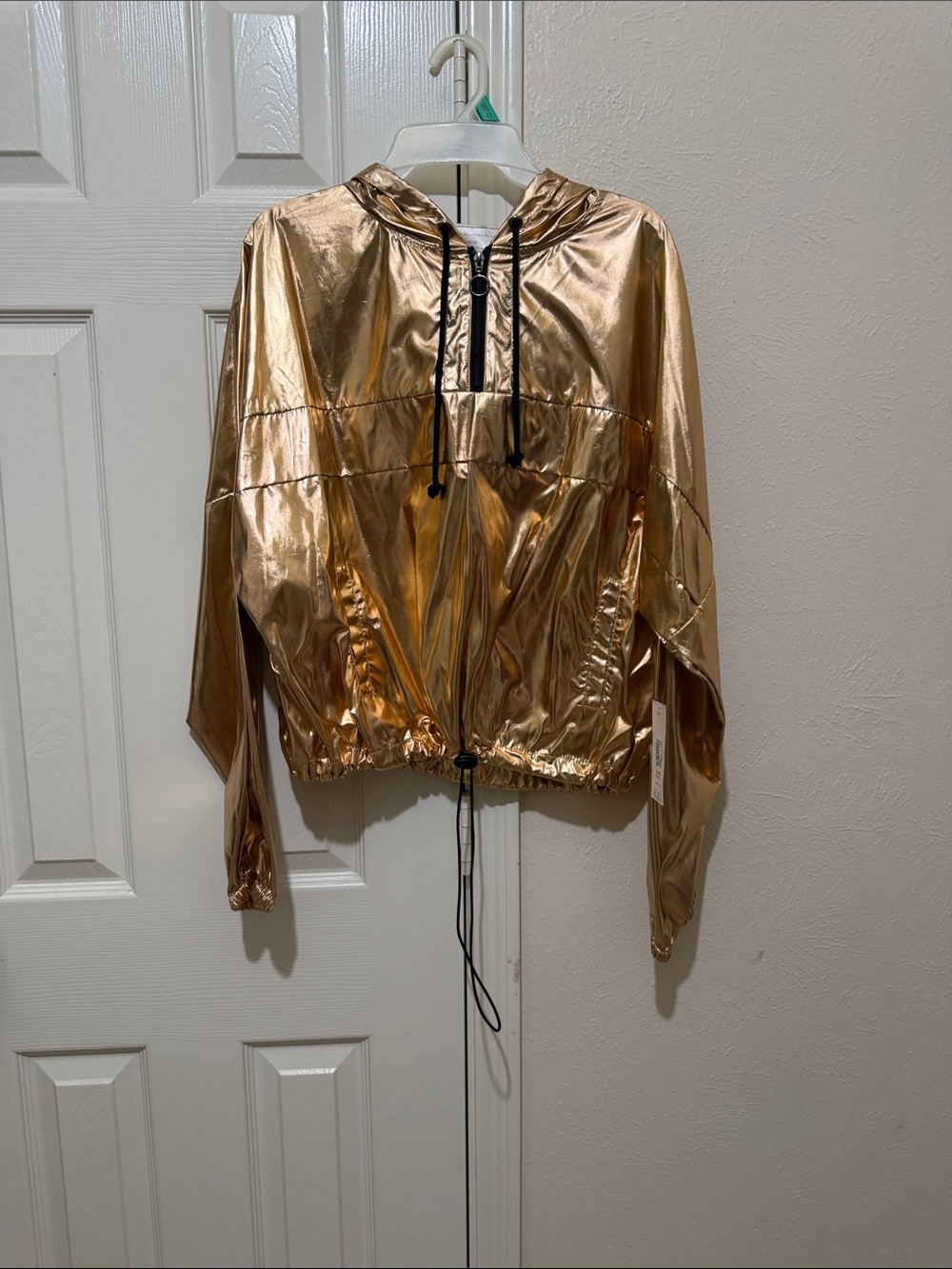 No Boundaries Metallic Rose Gold Hooded Bomber Jacket
